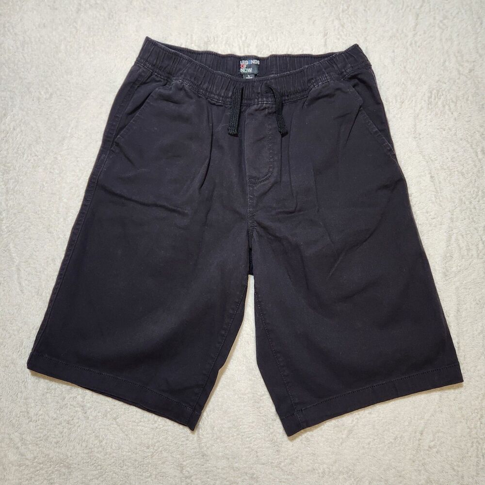 Legends of Now Black Twill Shorts Youth L 10" Inseam Drawstring Elastic Pockets